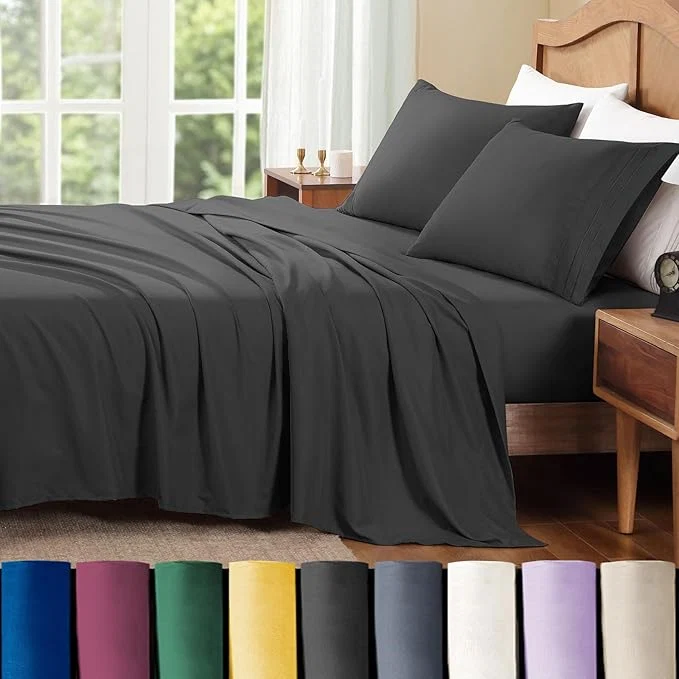 Expertly Made ClevaHome Queen Sheet Set 4-Piece Bed Sheets for Queen Size Bed Lightweight amp Super Soft Easy Care Microfiber– Shrinkage amp Fade Resistant Bedding Set with 14 39 39 Deep Pockets Black Prestigious
