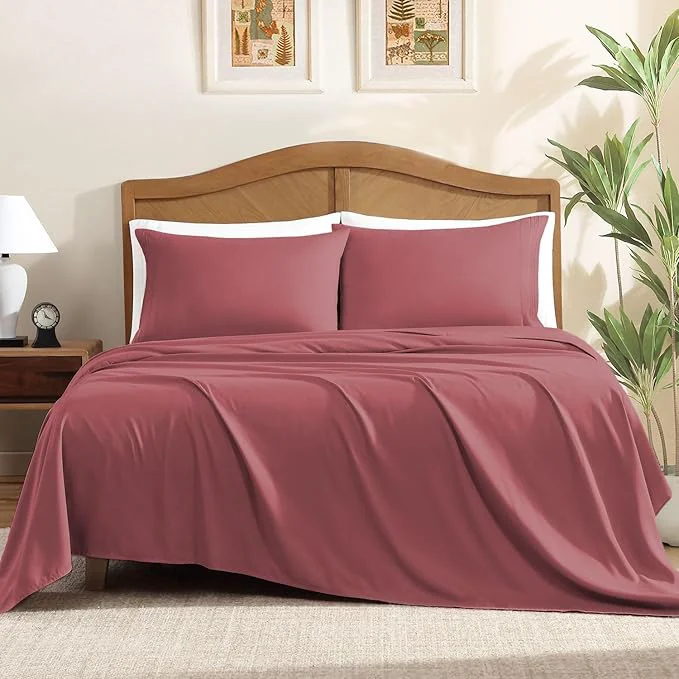 Fine ClevaHome Sheet Set Queen Size 4-Piece Bedding Lightweight amp Super Soft Easy Care Microfiber– Shrinkage amp Fade Resistant Bedding Set with 14 39 39 Deep Pockets Dusty Rose Flexible