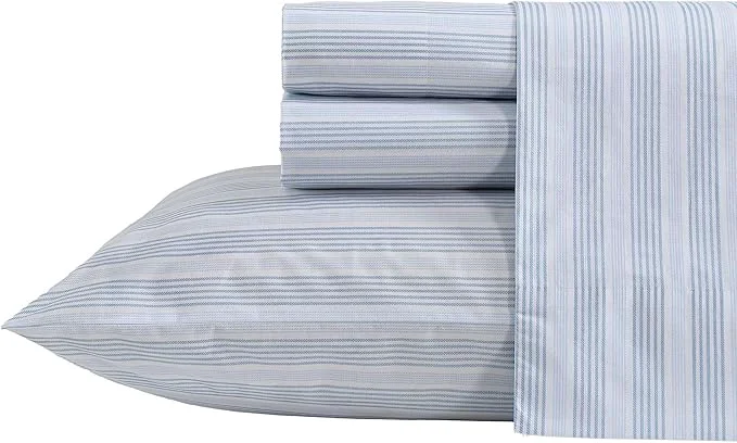 Artisan Nautica – Twin XL Size Sheets Set Crisp amp Tailored Striped Bedding with a Smooth Cotton Percale Bed Sheets with Matching Pillowcase amp Fitted Sheet Tayleur Stripe Blue Crafted