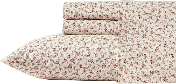 Specialty Laura Ashley – Full Sheets Cotton Percale Bedding Set Lightweight amp Breathable Home Decor Oeko-Tex Sweet Success Pink Full High-Quality