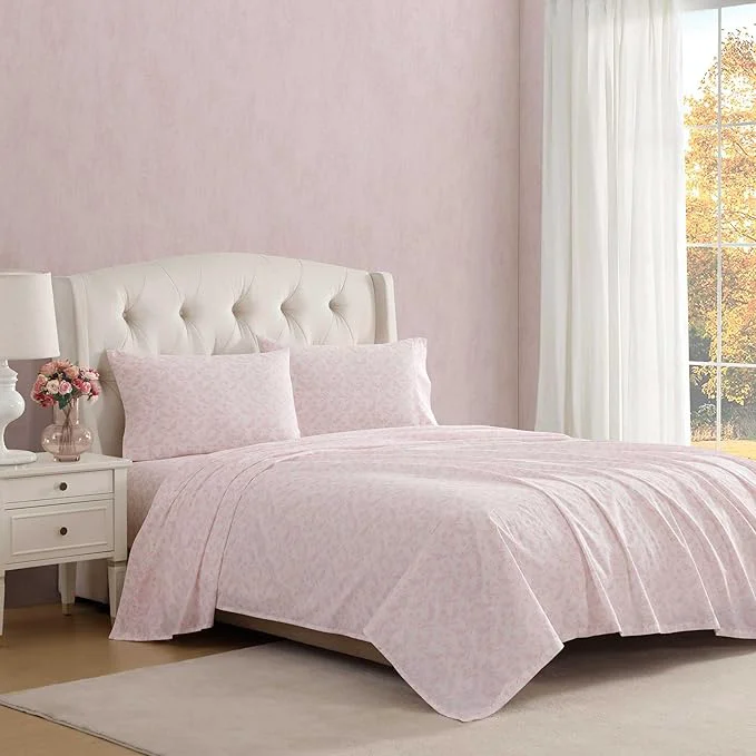 User-Friendly Laura Ashley – Full Sheet Set Crisp amp Cool Cotton Percale Bedding with Deep Pockets Lightweight for Year Round Comfort Bed Sheets with Matching Pillowcases Antoinette Pink High-Performance