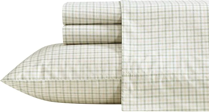 Certified Nautica – Full Size Sheets Set Crisp amp Tailored Coastal Bedding with a Smooth Cotton Percale Bed Sheets with Matching Pillowcases amp Fitted Sheet Calm Seas Gingham Green Optimized
