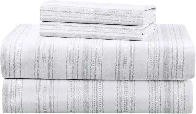 Carefully Designed Comfort Spaces Cotton Sheets Queen Breathable Naturally Cool Cotton Sheets Cotton Bed Sheets with 14 quot Elastic Pocket Fits up to 16 quot Mattress All Seasons Sheet Set Good Vibes Grey 4 Piece Next-Generation