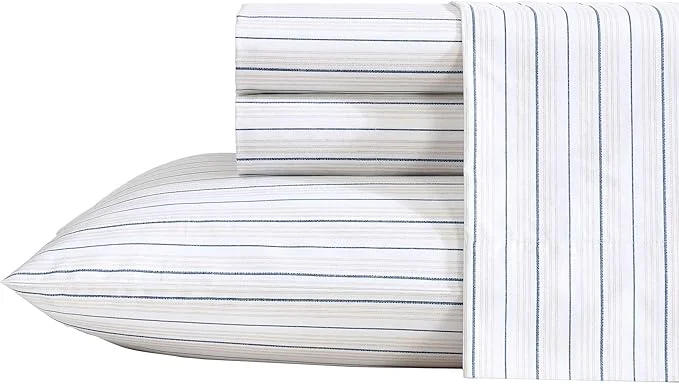 Outstanding Nautica – Queen Sheets Premium Cotton Percale Bedding Set Striped Home Decor Oeko-Tex Beaux Stripe Blue Queen Dependable