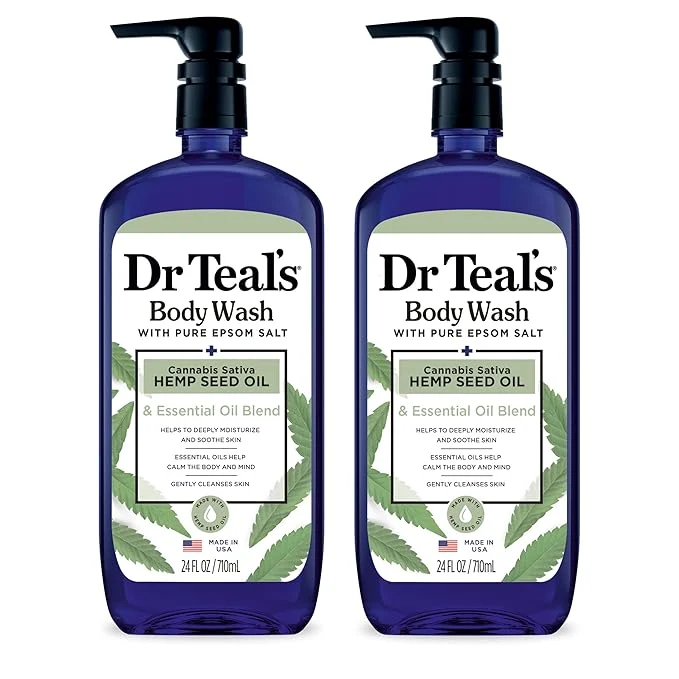 Natural Dr Teal’s Body Wash with Pure Epsom Salt Cannabis Sativa Hemp Seed Oil High-Performance