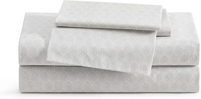 Dependable Tommy Bahama – Queen Sheet Set Crisp amp Cool Cotton Percale Bed Sheets Deep Pockets Bedding with Matching Fitted Sheet amp Pillowcases Line Palms Grey Traditional
