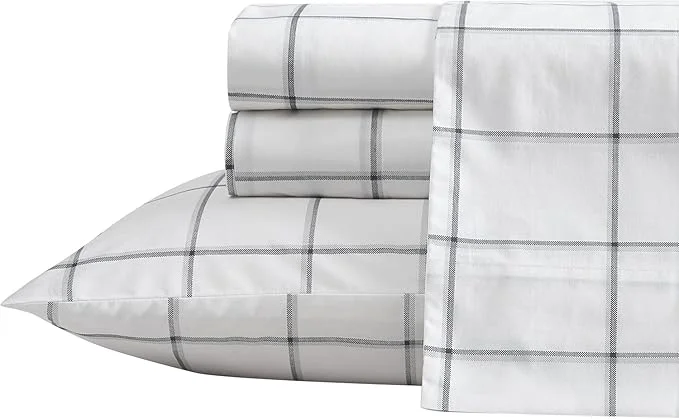 Effective Nautica- Queen Sheet Set Cotton Percale Bedding Set Crisp amp Cool Lightweight amp Breathable Plot Black Queen Organic
