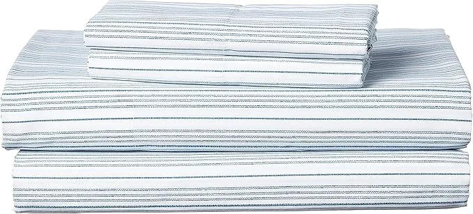 Next-Generation Nautica – Queen Sheets Cotton Percale Bedding Set Crisp amp Cool Coastal Home Decor Beaux Stripe Navy Queen Artisan