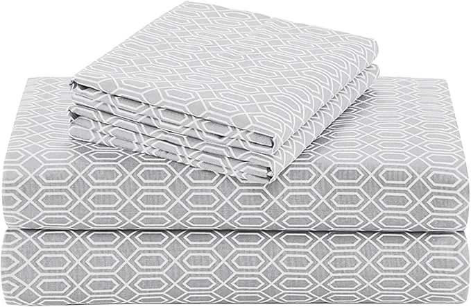 Premium Material Comfort Spaces Cotton Sheet Set Breathable Lightweight Soft with 14 quot Elastic Pocket Fits up to 16 quot Mattress All Season Cozy Bedding Matching Pillow Case King Diamond Taupe 4 Piece Dependable