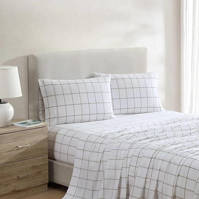 Sophisticated Nautica – King Bed Sheets Lightweight Cotton Percale Bedding Set with Matching Pillowcases Crisp amp Cool Oeko-Tex Plot Beige Reliable