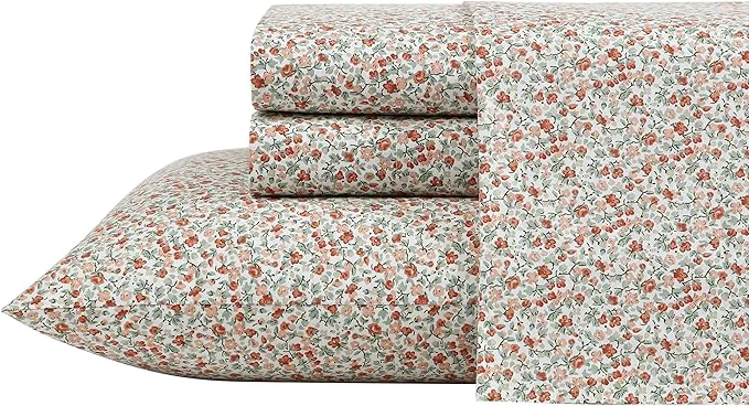 Recyclable Laura Ashley – Queen Sheets Cotton Percale Bedding Set Lightweight amp Breathable Home Decor Emogene Burnt Orange Queen Premium Material