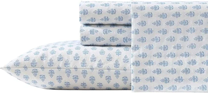 Reusable Laura Ashley – Twin Sheet Set Crisp amp Cool Cotton Percale Bedding with Deep Pockets Lightweight for Year Round Comfort Bed Sheets with Matching Pillowcase Francesca Blue Reliable