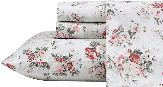 Enhanced Laura Ashley – King Sheets Cotton Percale Bedding Set Lightweight amp Breathable Home Decor Ashfield Pink King User-Friendly