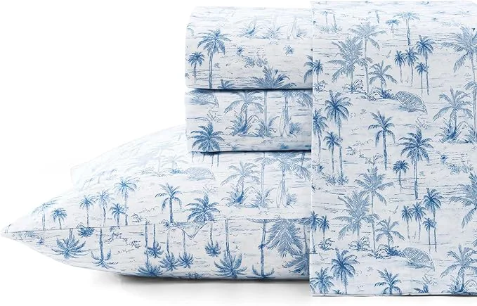 Durable Tommy Bahama – Queen Sheets Super Soft Cotton Percale Bedding Set with Matching Pillowcases Crisp amp Cool Coastal Room Essentials Surfside Blue Queen Original Design