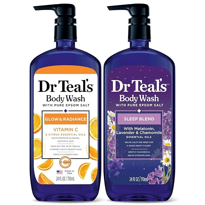 Organic Dr Teal’s Body Wash with Pure Epsom Salt Daytime Nighttime with Vitamin C Fast
