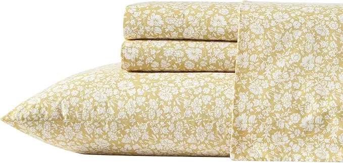 High-Grade Laura Ashley – Queen Sheets Cotton Percale Bedding Set Lightweight amp Breathable Home Decor Oeko-Tex Heirloom Ditzy Gold Queen Reusable
