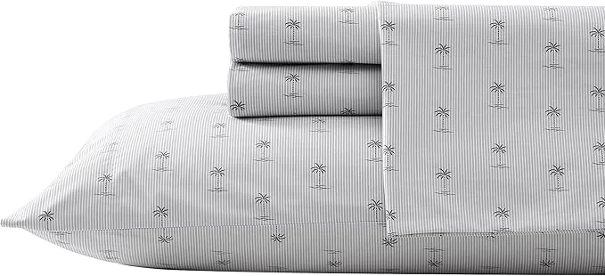 Tommy Bahama – Queen Sheet Set Cotton Percale Bedding Set Crisp amp Cool Stylish Bedding Set Kew Palms Grey Queen Organic