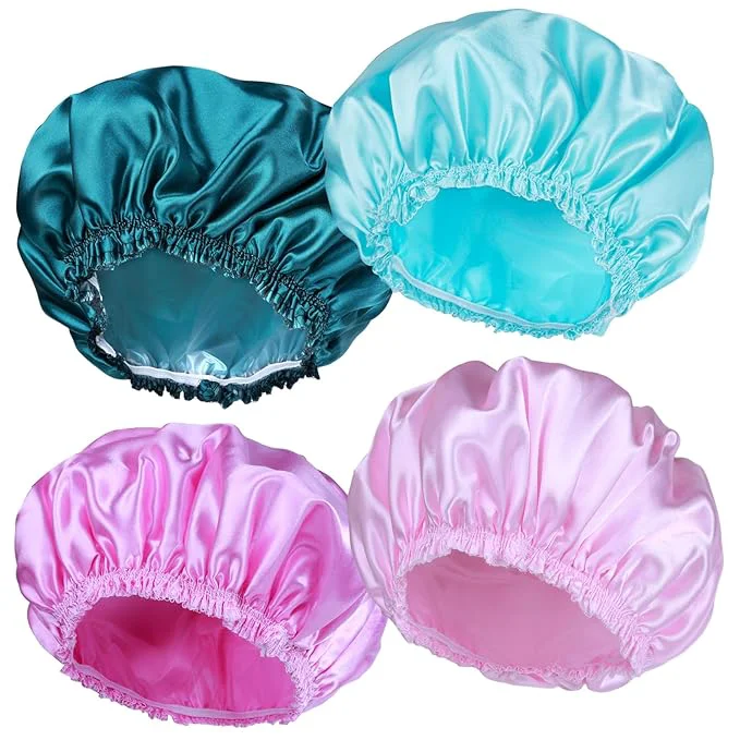 Sophisticated Shower Caps for Women Double Waterproof Layers Shower Cap Bathing Shower Caps Secure