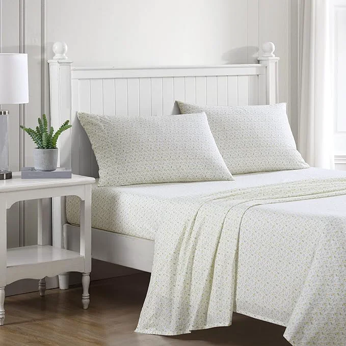 Long-Lasting Laura Ashley – Queen Sheets Cotton Percale Bedding Set Lightweight amp Breathable Home Decor Evie Yellow Queen Fast