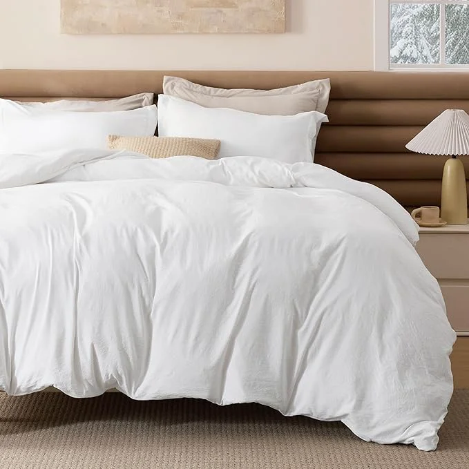 Carefully Designed Bedsure Removable Cover with Comforter Duvet Insert Queen – 4 Pieces White Prewashed Soft Bedding Set for All Seasons Use Includes 1 Duvet Cover 1 Comforter 2 Pillow Shams Fine Crafted