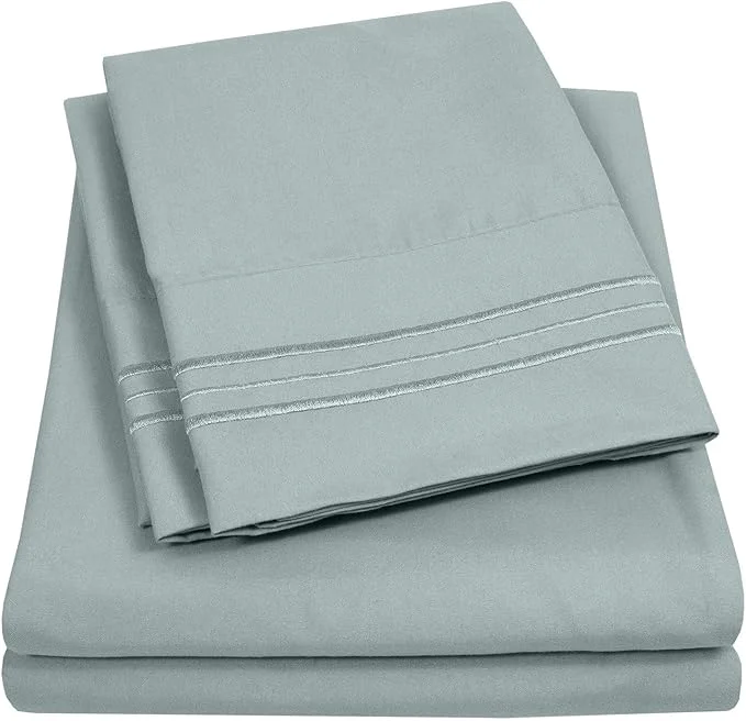 Stylish RV Short Queen Sheet Set with Built-In Sheet Straps -✅ Deep Pocket Recreational Vehicle Camper Size Fitted Sheet Flat Sheet amp Pillowcases -✅ Soft Wrinkle- Secure Fit -✅ Slate Fine