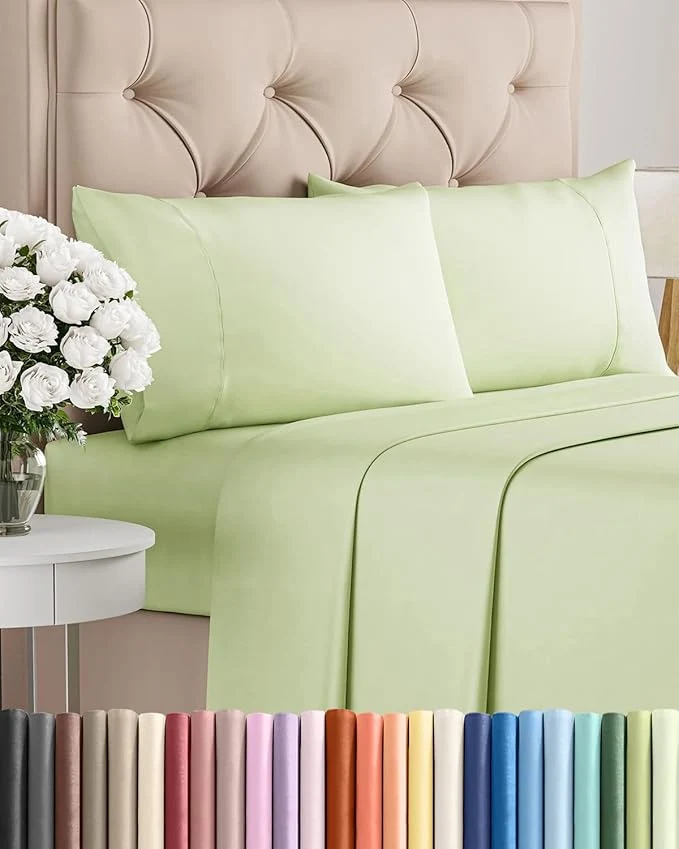 User-Friendly Twin XL 4 Piece Sheet Set – Comfy Breathable amp Cooling – Ultra Soft Hotel Luxury Bedding Set w 8-16 Inch Deep Pockets – 1 Flat amp 1 Fitted Sheet amp 2 Pillowcases – Wrinkle amp Easy Care – Light Sage Optimized