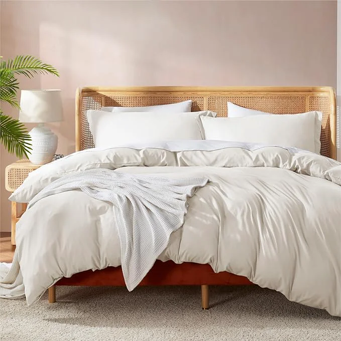 Artisan Nestl Off White Duvet Cover Queen Size – Soft Double Brushed Queen Duvet Cover Set 3 Piece with Button Closure 1 Duvet Cover 90×90 inches and 2 Pillow Shams Fine Crafted