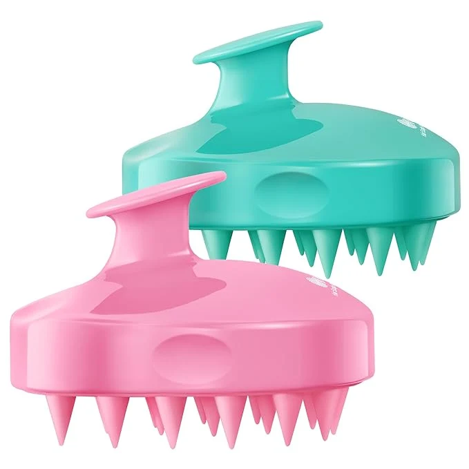 Refined HEETA Hair Scalp Massager Shampoo Brush 2 Pack Soft Silicone Bristles to Proven