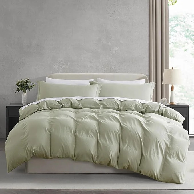Outstanding Nestl Light Sage Duvet Cover Full Size – Soft Prewashed Full Size Duvet Cover Set 3 Piece with Zipper Closure 1 Duvet Cover 80×90 inches and 2 Pillow Shams High-Grade