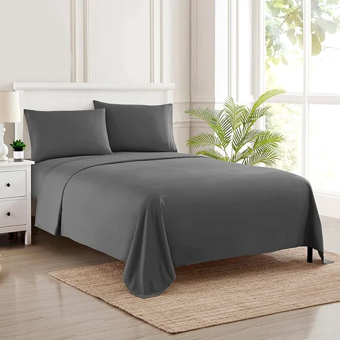 Dependable Twin Sheets – Breathable Luxury Sheets with Full Elastic amp Secure Corner Straps Built In – 1800 Supreme Collection Extra Soft Deep Pocket Bedding Set Sheet Set EXTRA DEEP pocket – Twin Gray Quality