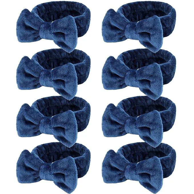 Genuine Ondder Spa Headband for Washing Face 8 Pack Navy Blue Skincare Headbands for First-Class