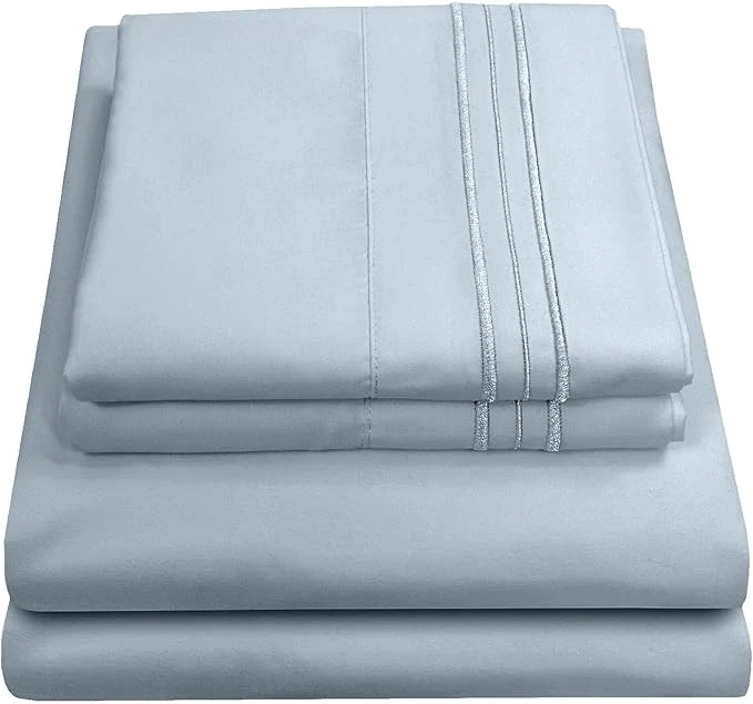 Enhanced 1800 Supreme Collection – Breathable Luxury Full Size Sheet Set with Full Elastic amp Secure Corner Straps Built In Extra Soft Deep Pocket Bedding Misty Blue Consistent