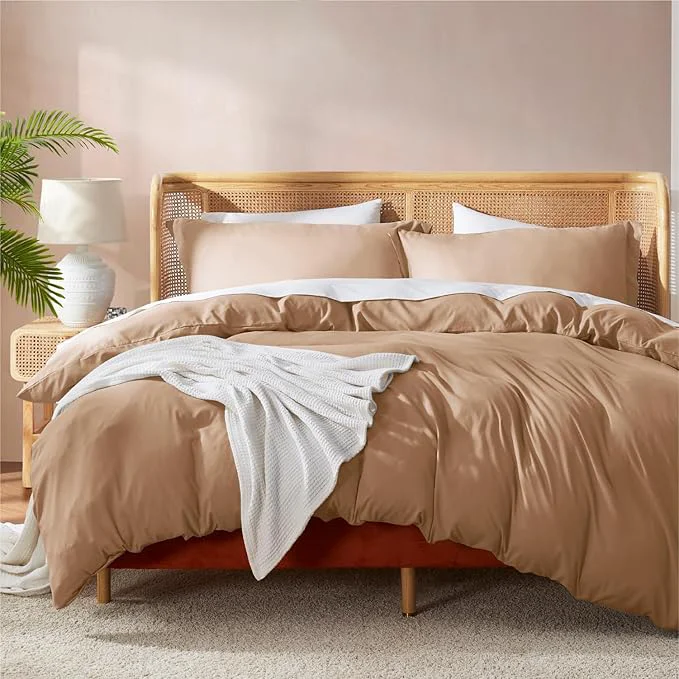 Refined Nestl Twin Duvet Cover Set – Soft Double Brushed Mocha Brown Duvet Cover Twin XL 2 Piece with Button Closure 1 Duvet Cover 68×90 inches and 1 Pillow Sham Fine Crafted