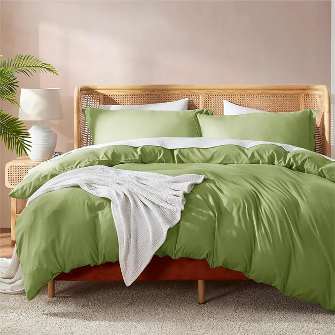 Detailed Nestl Calla Green Duvet Cover King Size – Soft Double Brushed King Duvet Cover Set 3 Piece with Button Closure 1 Duvet Cover 104×90 inches and 2 Pillow Shams Next-Generation