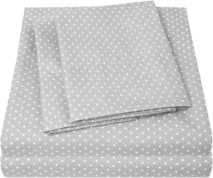 Superior Supreme Collection Twin Sheet Sets – Polka Dot Gray Luxury Hotel Quality Extra Soft Elastic Corner Straps Deep Pocket Twin Professional