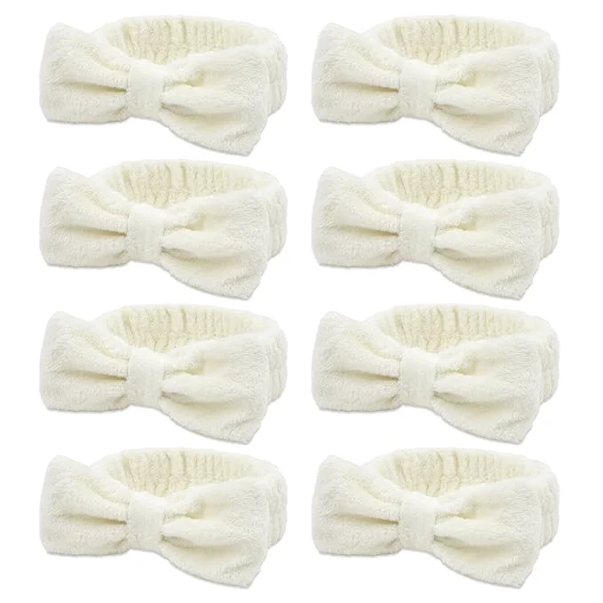 Healthy Semato 8 Pcs Creamy White Spa Headband Bachelorette Party Favor Set Skincare Comfortable