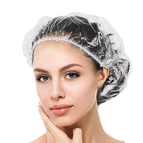 Practical Auban 30PCS Disposable Shower Caps Plastic Clear Hair Cap Large Thick Excellent
