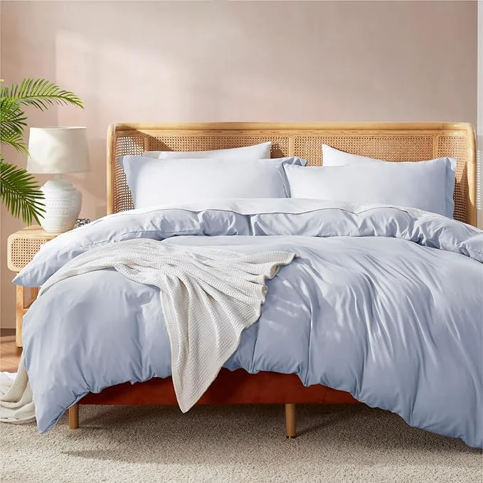 Selected Nestl Ice Blue California King Duvet Cover Sets – Soft Double Brushed Cal King Duvet Cover 3 Piece with Button Closure 1 Duvet Cover 104×98 inches and 2 Pillow Shams Premium Material