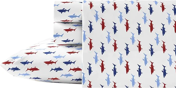 Specialty Nautica – Twin Size Sheet Set Crisp amp Tailored Cooling Sheets with a Smooth Cotton Percale Lightweight Feel – Bed Sheets with Matching Pillowcase amp Fitted Sheet Costazul Blue Red Dependable