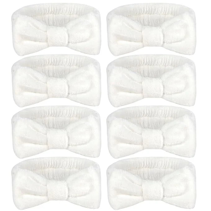 Sustainable Ondder Spa Headband for Washing Face 8 Pack White Skincare Headbands for Women Detailed