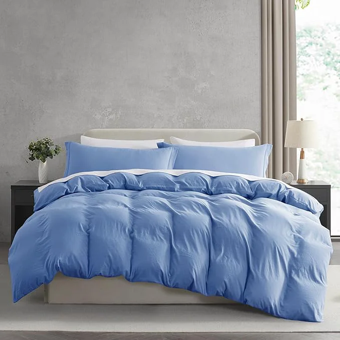 Relaxed Nestl Twin Duvet Cover Set – Soft Prewashed Calm Blue Duvet Cover Twin Twin XL 2 Piece with Zipper Closure 1 Duvet Cover 68×90 inches and 1 Pillow Sham Innovative