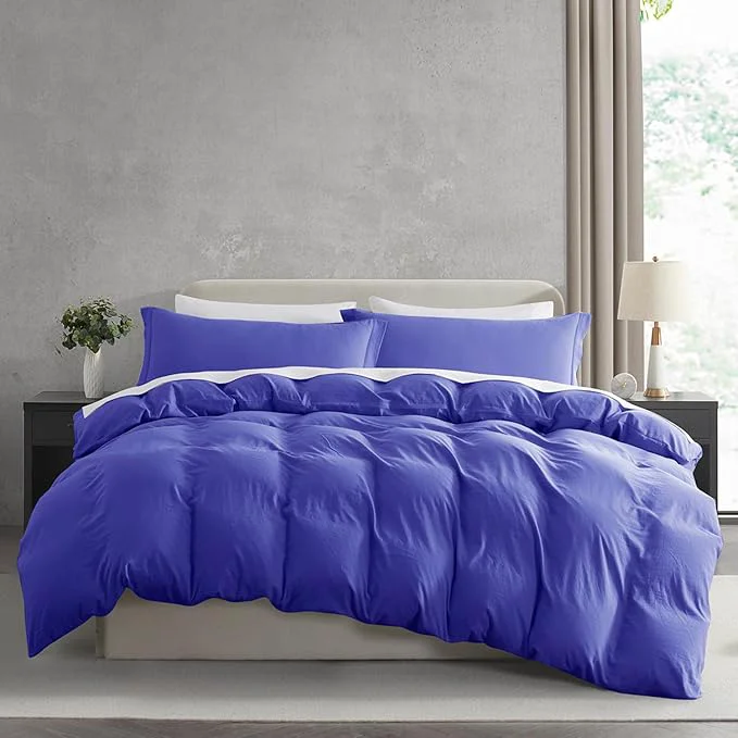 User-Friendly Nestl Royal Blue Duvet Cover King Size – Soft Prewashed King Duvet Cover Set 3 Piece with Zipper Closure 1 Duvet Cover 104×90 inches and 2 Pillow Shams Casual