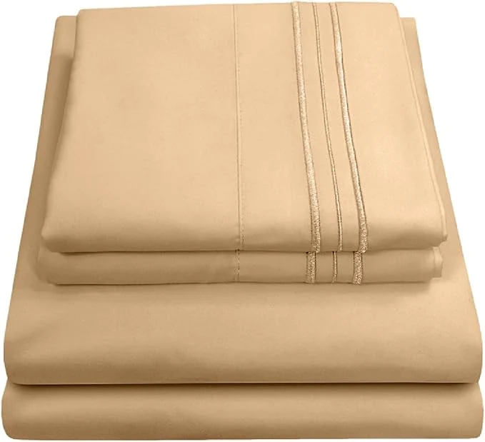 Durable King Size Sheets – Breathable Luxury Bed Sheets with Full Elastic amp Secure Corner Straps Built In – 1800 Supreme Collection Extra Soft Deep Pocket Bedding Set Sheet Set King Camel First-Class