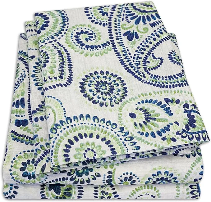 Environmentally Friendly 1500 Supreme Collection Extra Soft Modern Paisley Pattern Sheet Set King – Luxury Bed Sheets Set with Deep Pocket Wrinkle Bedding Trending Printed Pattern King Size Pure