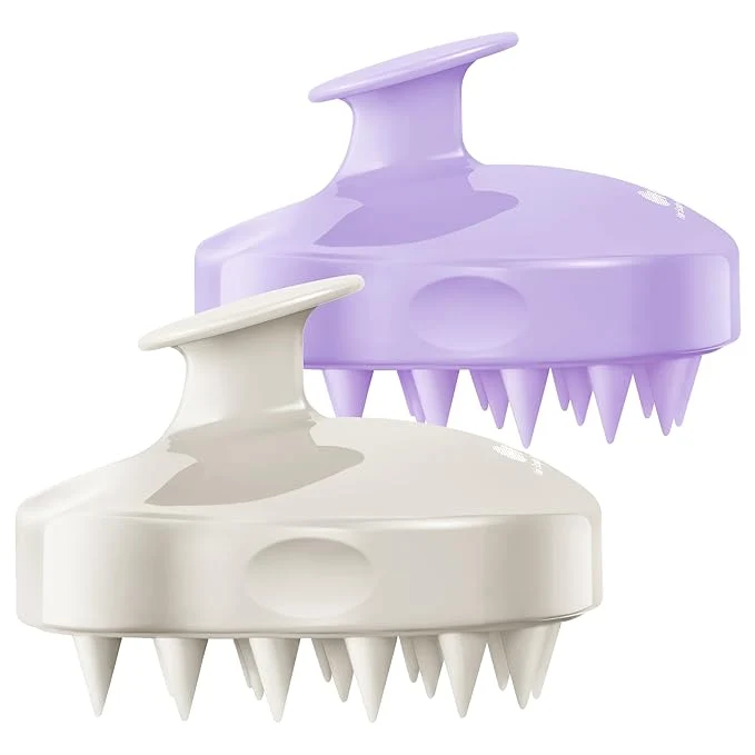 Natural HEETA Hair Scalp Massager Shampoo Brush 2 Pack Soft Silicone Bristles Elite