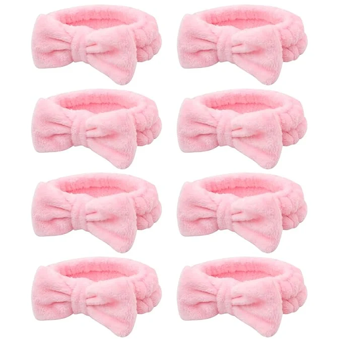 Original Design Semato 8 Pcs Pink Spa Headband for Washing Face and Makeup Bridesmaid Proposal Functional