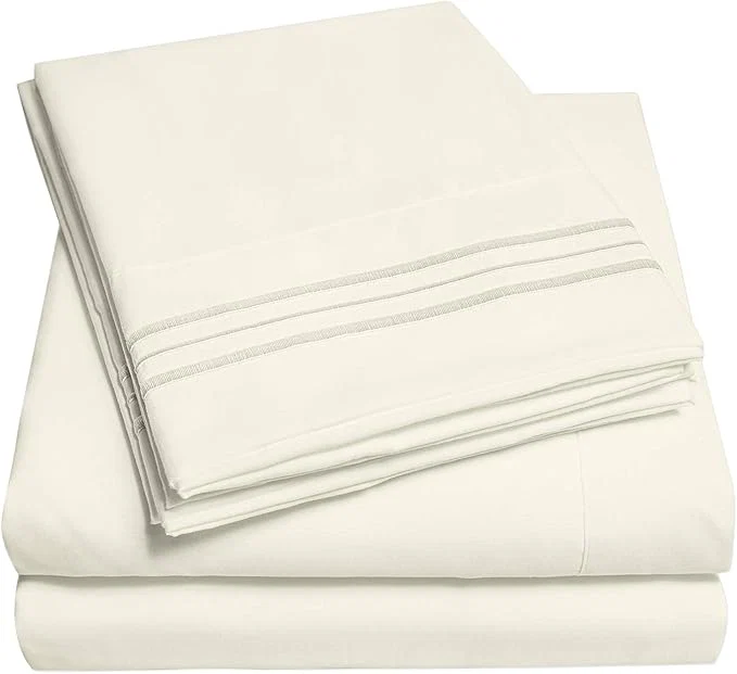 Contemporary 1500 Supreme Collection California King Sheet Sets Ivory – Luxury Hotel Bed Sheets and Pillowcase Set for California King Mattress – Extra Soft Elastic Corner Straps Deep Pocket Sheets Ivory Innovative