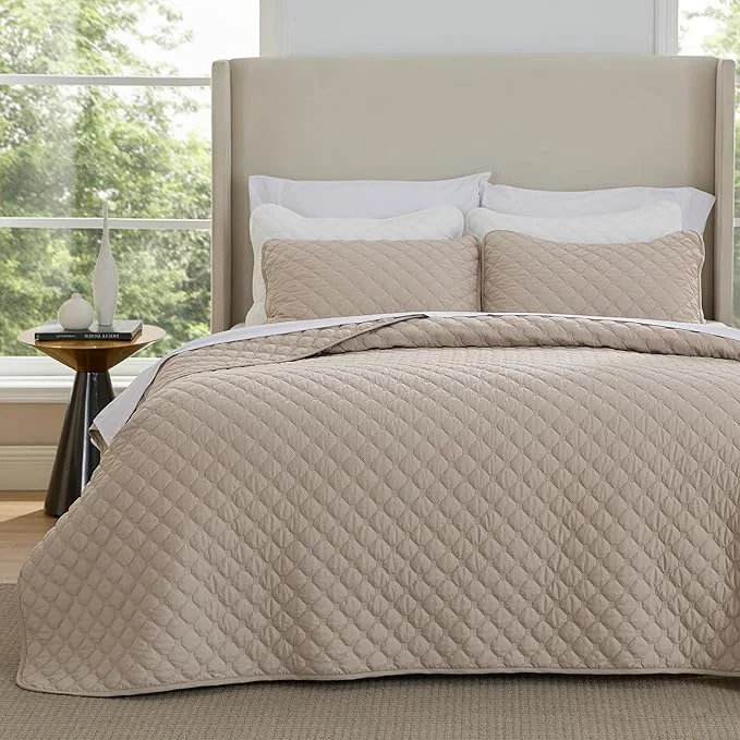 Crafted Bedsure Quilts Queen Size – Lightweight Bedspreads Queen Size with Classic Honeycomb Quilting Soft Quilt Bedding Set Taupe Comforter Set Coverlet for All Seasons with 2 Pillow Shams 90 quot x 96 quot Skin-Friendly Soft All-Season Comfort Breathable Li… Clean