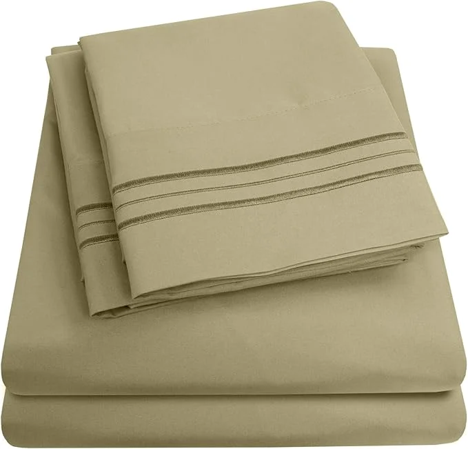 Comfortable 1500 Supreme Collection Twin Sheet Sets Sage Green – 3 Piece Bed Sheets and Pillowcase Set for Twin Mattress – Extra Soft Elastic Corner Straps Deep Pocket Sheets Twin Sage Green Clean