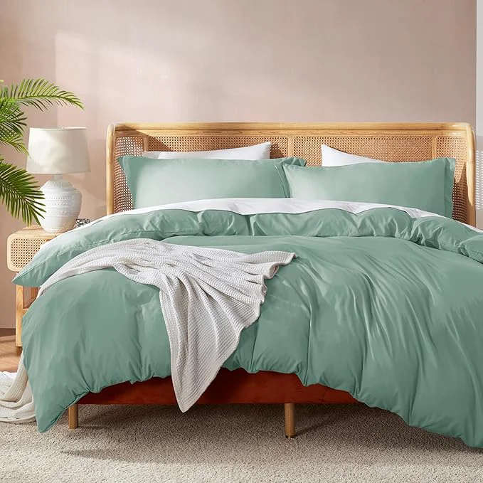 Enhanced Nestl Sage Green Duvet Cover Full Size – Soft Double Brushed Full Size Duvet Cover Set 3 Piece with Button Closure 1 Duvet Cover 80×90 inches and 2 Pillow Shams Original